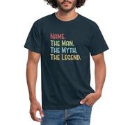 Spreadshirt Personalisable Gift for Fathers Your Name Man Myth Legend Men's T-Shirt, L, Navy