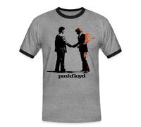 Spreadshirt Pink Floyd Wish You were Here Abstract Artwork Men's Ringer Shirt, M, Heather Grey/Black