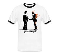 Spreadshirt Pink Floyd Wish You were Here Abstract Artwork Men's Ringer Shirt, M, White/Black
