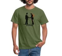 Spreadshirt Pink Floyd Wish You were Here Abstract Artwork Men's T-Shirt, S, Military Green