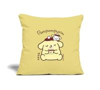 Spreadshirt Pompompurin Drinks Coffee With Muffin Sofa pillowcase 17.3'' x 17.3'' (45x45 cm), One Size, washed yellow