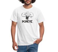 Spreadshirt Popeye Frowning Flexing Muscles Men's T-Shirt, M, White
