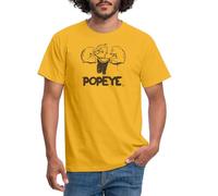 Spreadshirt Popeye Frowning Flexing Muscles Men's T-Shirt, XL, Yellow