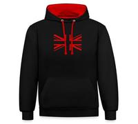 Spreadshirt Poppy Day Union Jack Unisex Contrast Hoodie, XL, black/red