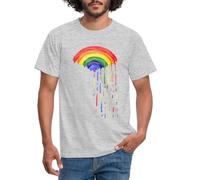 Spreadshirt Rainbow Raining Hearts Men's T-Shirt, 3XL, Heather Grey