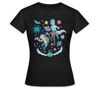 Spreadshirt Rick and Morty Fight in Space Women's T-Shirt, M, Black