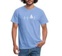 Spreadshirt Sail Boat Heartbeat Sailing Men's T-Shirt, XXL, Carolina Blue