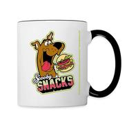 Spreadshirt Scooby-Doo with Burger and Quote Scooby Snacks Two-Tone Mug, One Size, White/Black