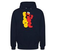 Spreadshirt Sesame Street Elmo Is Happy Unisex Hoodie, L, navy