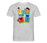 Spreadshirt Sesame Street Ernie, Bert, Cookie Monster and Elmo Men’s T-Shirt, 3XL, Heather Grey