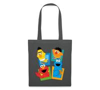 Spreadshirt Sesame Street Ernie, Bert, Cookie Monster and Elmo Tote Bag, One Size, Graphite Grey
