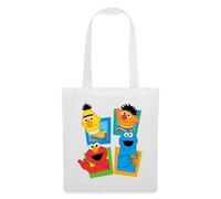 Spreadshirt Sesame Street Ernie, Bert, Cookie Monster and Elmo Tote Bag, One Size, White