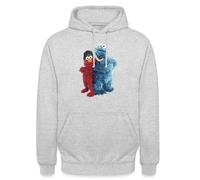 Spreadshirt Sesame Street Gangster Pose Cookie Monster Elmo Unisex Hoodie, 4XL, light heather grey