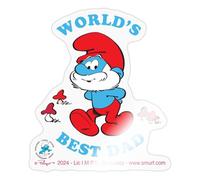 Spreadshirt Smurfs Papa Smurf World's Best Dad Sticker, 10 x 10 cm, Transparent Glossy