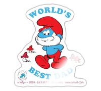 Spreadshirt Smurfs Papa Smurf World's Best Dad Sticker Size S (10 x 10 cm), 10 x 10 cm, White Glossy