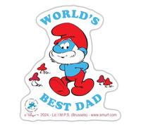 Spreadshirt Smurfs Papa Smurf World's Best Dad Sticker Size S (10 x 10 cm), 10 x 10 cm, White Matte