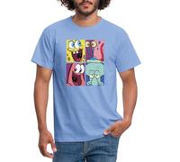 Spreadshirt Spongebob Squarepants, Gary, Patrick and Squidward Men's T-Shirt, S, Carolina Blue