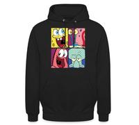 Spreadshirt SpongeBob SquarePants, Gary, Patrick and Squidward Unisex Hoodie, XL, black