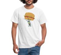 Spreadshirt Spongebob Squarepants Plankton Holding Hamburger Men's T-Shirt, S, White