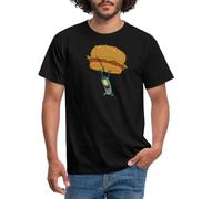 Spreadshirt Spongebob Squarepants Plankton Holding Hamburger Men's T-Shirt, XL, Black