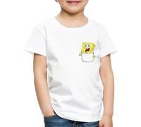 Spreadshirt Spongebob Squarepants Pocket Spongebob Kids Premium Organic T-Shirt, 122/128 (6 Years), White