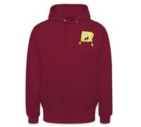 Spreadshirt SpongeBob SquarePants Pocket SpongeBob Unisex Hoodie, M, bordeaux