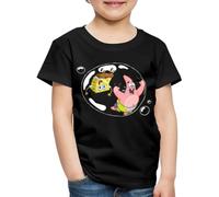 Spreadshirt Spongebob Squarepants with Patrick in A Bubble Kids Premium Organic T-Shirt, 122/128 (6 Years), Black