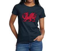 Spreadshirt St. David's Day & Rugby Pride - Welsh Dragon Emblem Women's T-Shirt, M, Navy