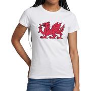 Spreadshirt St. David's Day & Rugby Pride - Welsh Dragon Emblem Women's T-Shirt, XL, White