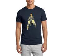 Spreadshirt Star Trek Discovery Gold Spaceships in Flight Design Men's T-Shirt, M, Navy
