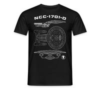 Spreadshirt Star Trek The Next Generation NCC-1701-D Blueprint Men’s T-Shirt, 3XL, Black