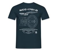 Spreadshirt Star Trek The Next Generation NCC-1701-D Blueprint Men’s T-Shirt, L, Navy