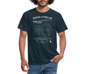 Spreadshirt Star Trek The Next Generation NCC-1701-D Blueprint Men's T-Shirt, 4XL, Navy