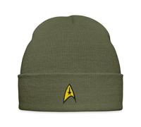 Spreadshirt Star Trek The Original Series Embroidered Delta Shield Embroidered Winter Hat, One Size, Olive Green