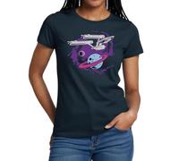 Spreadshirt Star Trek The Original Series Enterprise Planet Women's T-Shirt, L, Navy