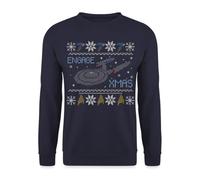 Spreadshirt Star Trek Ugly X-Mas Engage Discovery Unisex Sweatshirt, XL, Navy
