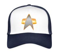 Spreadshirt Star Trek Voyager Delta Shield Trucker Cap, One Size, White/Navy