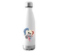 Spreadshirt Super Hero Girls Harley Quinn Wordcloud Insulated Water Bottle, 500 ml, White