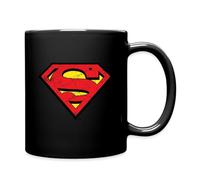 Spreadshirt Superman S-Shield Logo Vintage Coloured Mug, One Size, Black