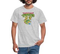 Spreadshirt Teenage Mutant Ninja Turtles Logo Men's T-Shirt, L, Heather Grey