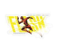 Spreadshirt The Flash Running Yellow Lettering Sticker Size S (10 x 10 cm), 10 x 10 cm, Transparent Glossy