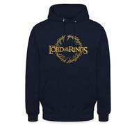 Spreadshirt The Lord Of The Rings Logo And Ring Inscription Unisex Hoodie, XXL, navy