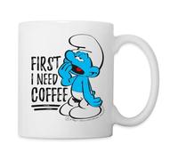 Spreadshirt The Smurfs Funny Gift First I Need Coffee Mug