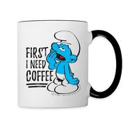 Spreadshirt The Smurfs Funny Gift First I Need Coffee Two-Tone Mug