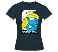 Spreadshirt The Smurfs Funny Gift Smurfette My Happy Face Women's T-Shirt, L, Navy