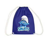 Spreadshirt The Smurfs Gift Brainy Smurf And Logo Drawstring Bag, One Size, royal blue