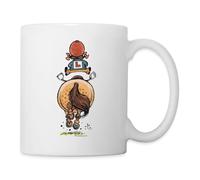 Spreadshirt Thelwell Funny Riding Beginner Illustration Mug, One Size, White