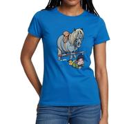Spreadshirt Thelwell Funny Showjumping Gone Wrong Women's T-Shirt, M, Royal Blue