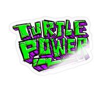 Spreadshirt TMNT Mutant Mayhem Turtle Power with Flash Sticker, 10 x 10 cm, Transparent Glossy