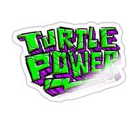 Spreadshirt TMNT Mutant Mayhem Turtle Power with Flash Sticker Size S (10 x 10 cm), 10 x 10 cm, White Glossy